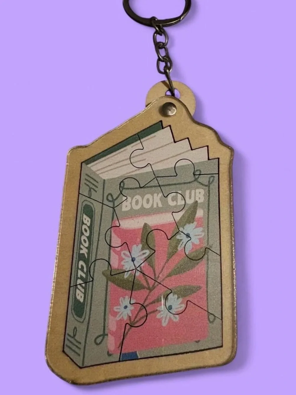 Book Club Keychain - Pink & Green - Picture 1 of 4